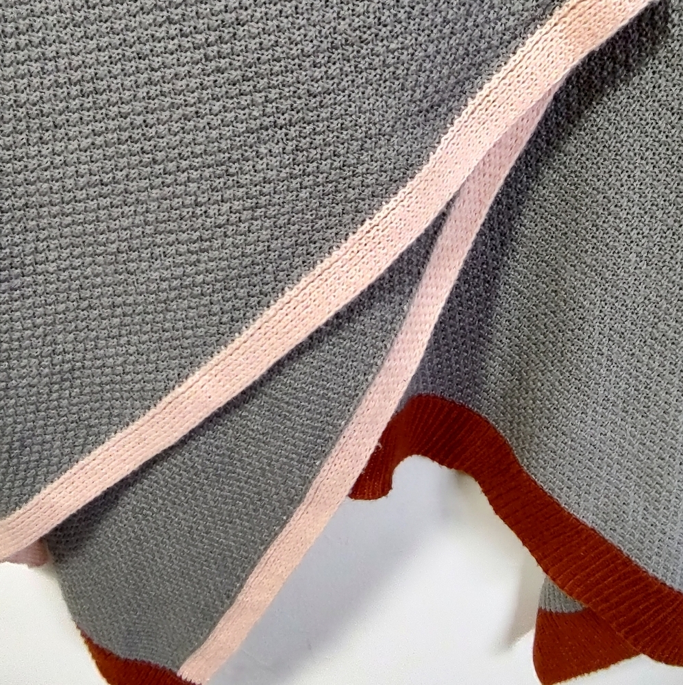 Verloop Shawl Wrap Shrug Knit Scarf Cover Up Grey Pink Blue Poncho Cardigan OS - Picture 14 of 15